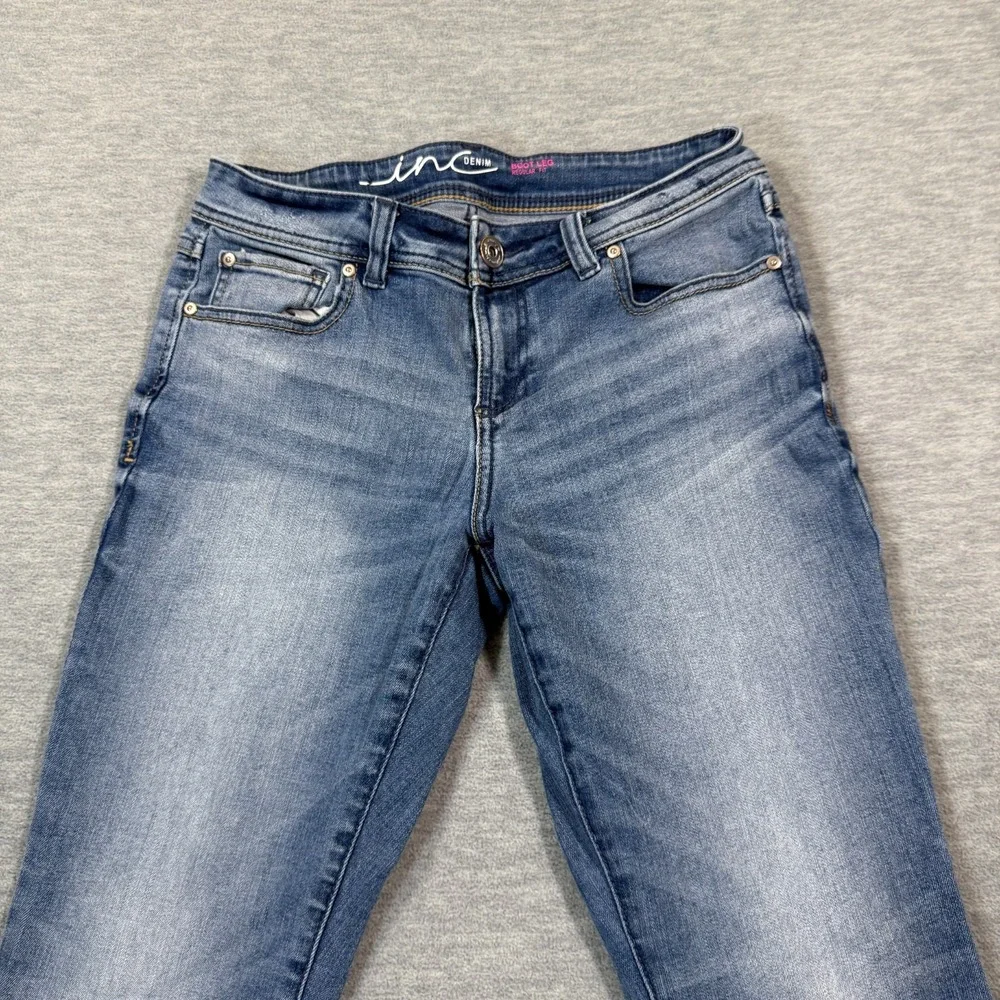 INC Denim Jeans Women 4 Blue Bootcut Regular Fit‎ Mid Rise Stretch Casual